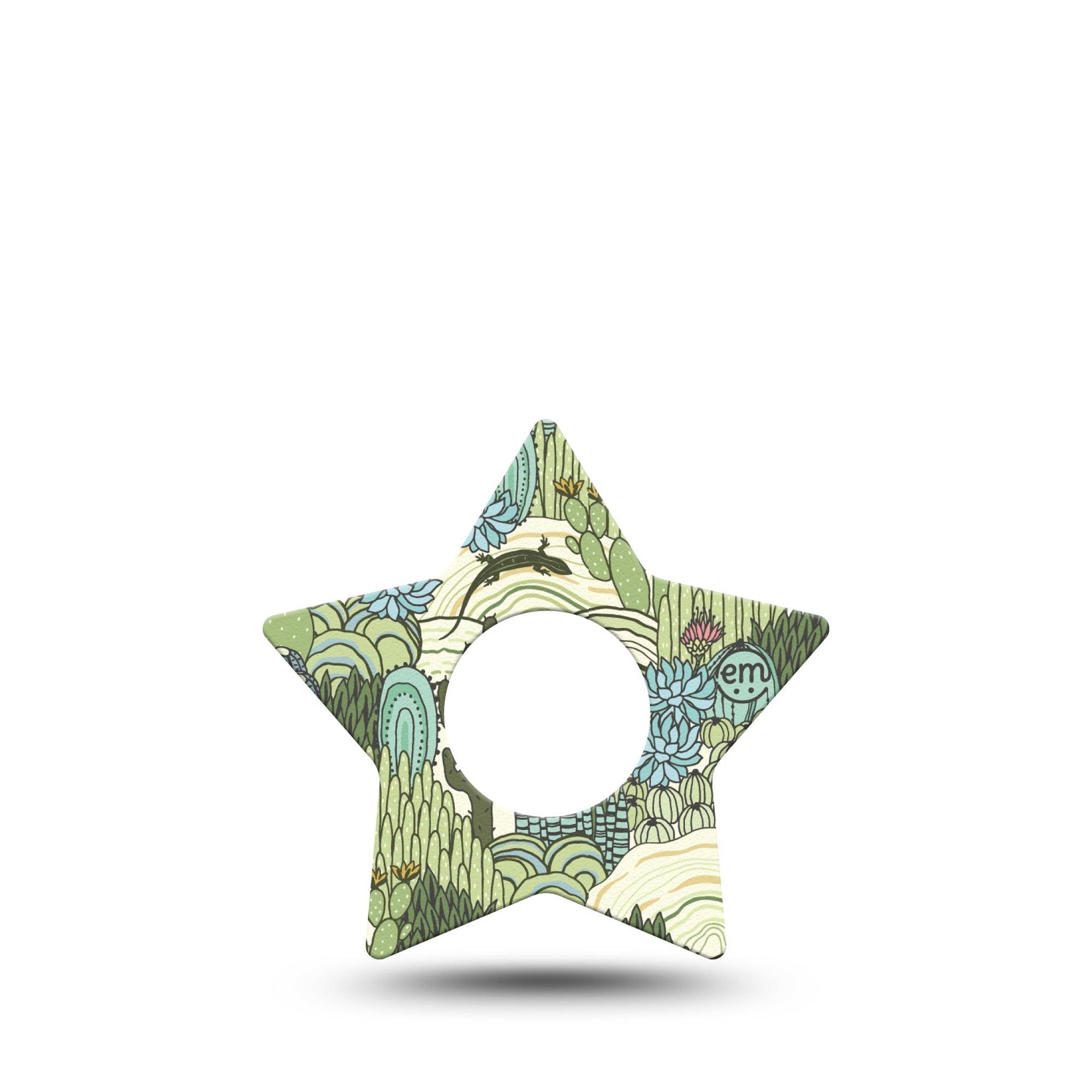 ExpressionMed Cactus Infusion Set Star Shape Tape 5-Pack Tape Prickly Pear Cactus Florals, Fixing Ring Patch Continuous Glucose Monitor Design