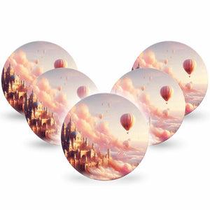ExpressionMed Dreamy Skies Dexcom G7 Overpatch, Dexcom Stelo Glucose Biosensor System, 5-Pack Tape Clouds Castle, Overlay Tape CGM Design