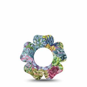 ExpressionMed Blue Succulents Freestyle Libre 2 and Libre 2 Plus Flower Shape Tape, Abbott Lingo,  Single Tape Succulent Bloom Fixing Ring Tape CGM Design