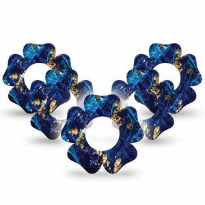 ExpressionMed Molten Midnight Freestyle Libre 2 Flower Shape Tape, Abbott Lingo,  5-Pack Tape Cobalt Blue Zigzag Pattern, Fixing Ring Tape CGM Design