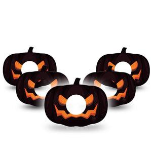 ExpressionMed Scary Pumpkin Freestyle Libre 2 Pumpkin Shape Tape, Abbott Lingo, 5-Pack Black Jack-o-Lantern Pumpkin Plaster Continuous Glucose Monitor Design