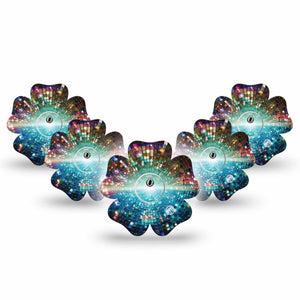 ExpressionMed Disco Lights Freestyle Libre 3 and Libre 3 Plus Flower, 5-Pack Tape and 5-Pack Sticker Dance floor inspired Waterproof Plaster for Continuous Glucose Monitor