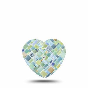 ExpressionMed Watercolor Geometrics Freestyle Libre 2 Heart Shape Tape, Abbott Lingo,  Single Tape and Single Sticker Glass Tile Inspired Adhesive Patch CGM Design