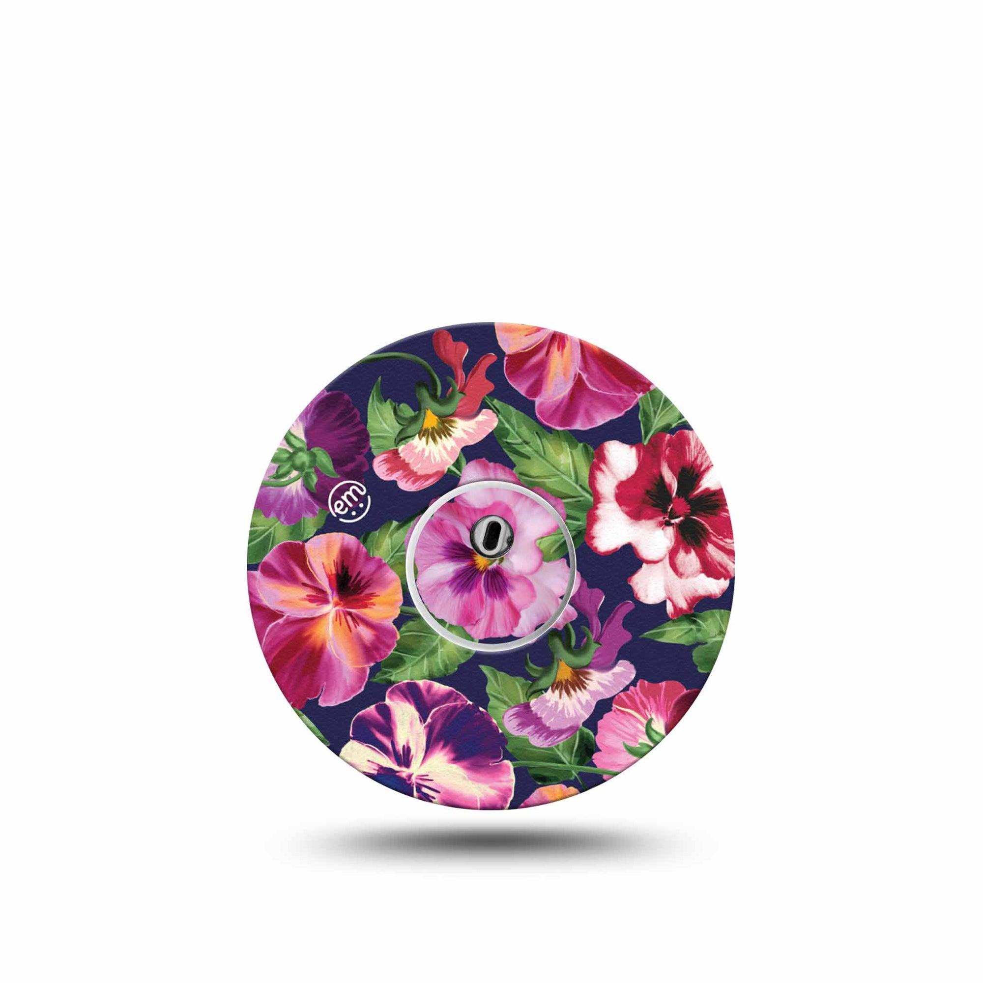 ExpressionMed Flower Girl Pansies Freestyle Libre 3 Sticker and Tape  Shades of Pink Purple Pansy, Vinyl Sticker and Tape Pairing CGM Design