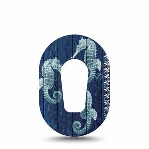 ExpressionMed Seahorse Dexcom G6 Mini, Single Tape underwater animal print Adhesive Tape for CGM