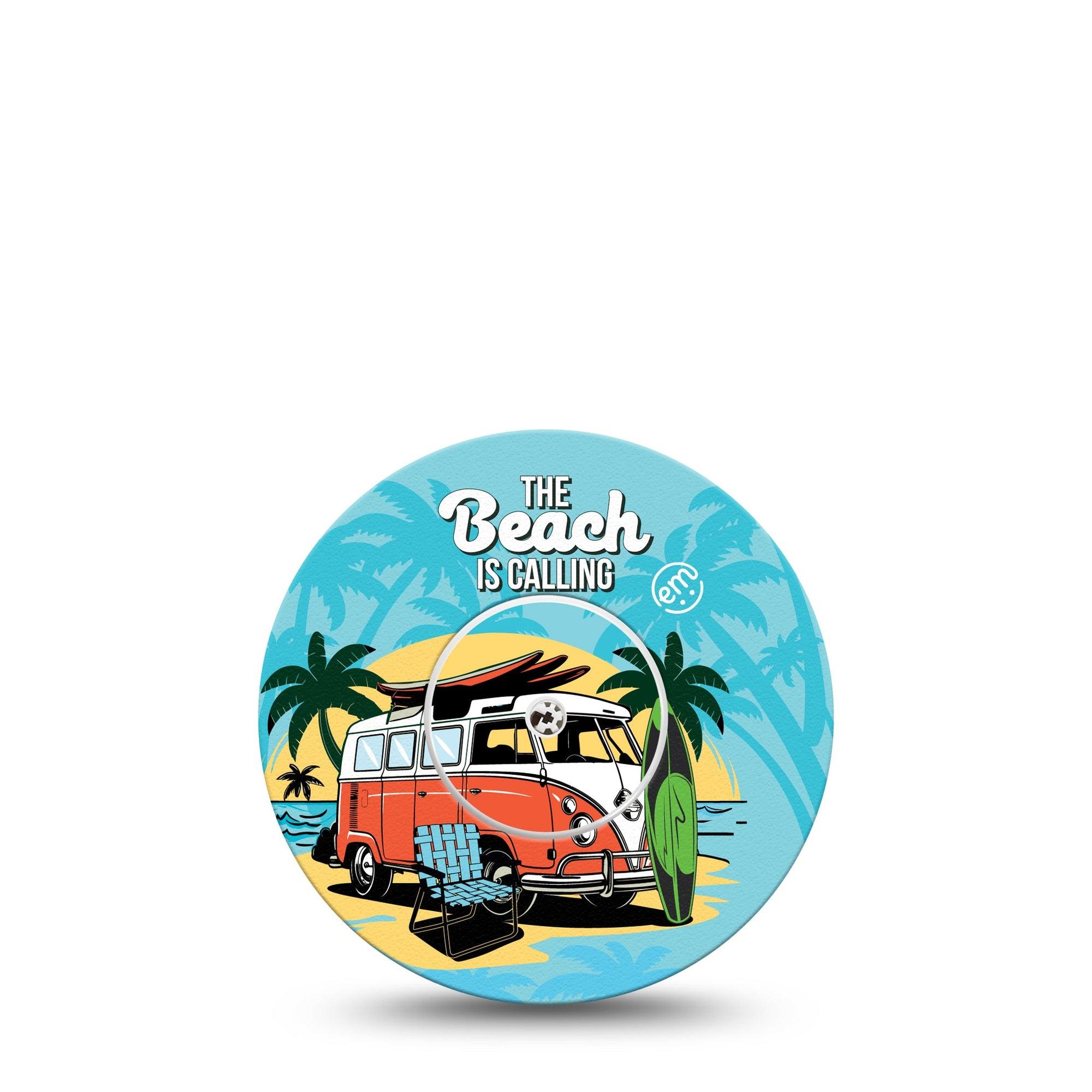 ExpressionMed The Beach Freestyle Libre Sticker and Tape, Abbott Lingo,  Vintage Summertime Road Trip Adhesive Sticker and Tape Design Continuous Glucose Monitor Design