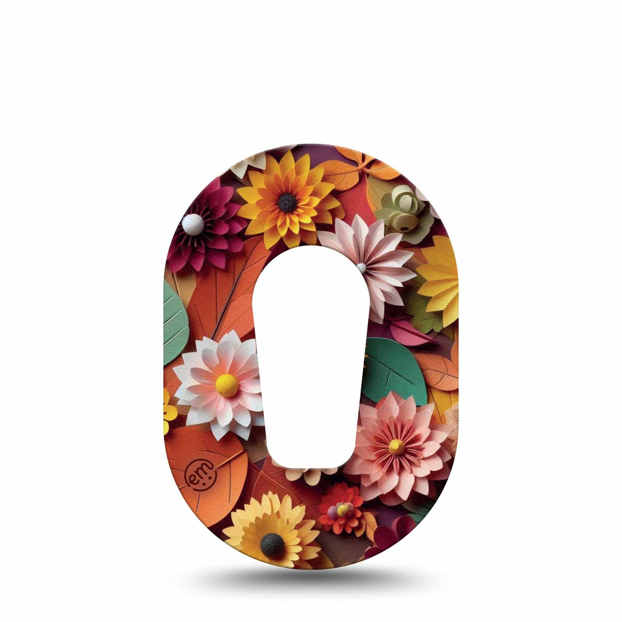 ExpressionMed 3D Floral Dexcom G6 Mini Tape Single Tape Fall Foliage And Florals, Adhesive Tape CGM Design