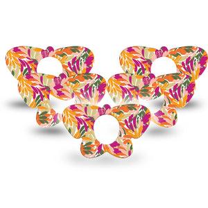 ExpressionMed Retro Brush Stroke Dexcom G7 Butterfly Shape Tape, Dexcom Stelo Glucose Biosensor System,  5-Pack Tape Plant-Like Brush Painted Print, Adhesive Tape CGM Design