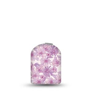 ExpressionMed Purple Daisy Omnipod Full Wrap Center Sticker, Single Sticker Only Gentle Pastel Lilac Florals, Vinyl Decoration Pump Design