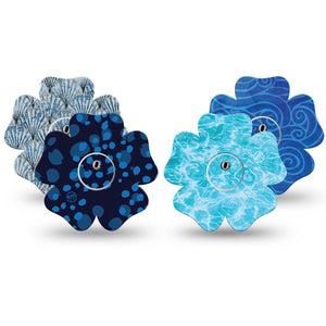 ExpressionMed Coastal Blues Freestyle Libre 3 and Libre 3 Plus Flower, tape and sticker  seaside blue aesthetic Accessories for CGM