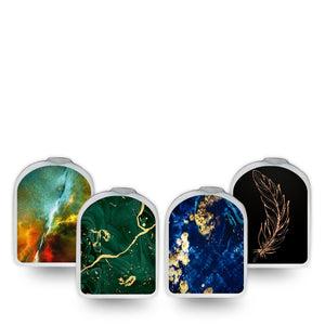 ExpressionMed Streaks of Stardust Variety Pack Omnipod Surface Center Sticker 4-Pack Sticker Gold Infused Inspired Prints, Vinyl Decoration Pump Design