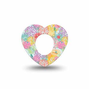 ExpressionMed Spring Flowers Dexcom G7 and Dexcom Stelo Glucose Biosensor System Heart, Single Tape Pastel bouquet Decorative Patch for CGM