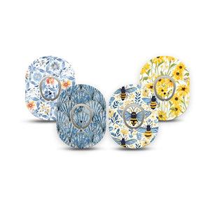 ExpressionMed Sunny Coast Dexcom G7 and Dexcom Stelo Glucose Biosensor System Mini, tape and sticker  Cozy yellows and blues Adhesive Tape for CGM