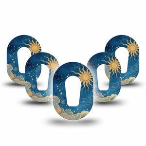 ExpressionMed Mystic Skies Dexcom G6 Mini, 5-Pack Blue night sky Waterproof Plaster for Continuous Glucose Monitor