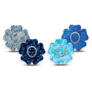 ExpressionMed Coastal Blues Dexcom G7 and Dexcom Stelo Glucose Biosensor System Flower, tape and sticker  seaside blue aesthetic Fixing Ring Patch for CGM