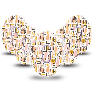 ExpressionMed Squiggles Dexcom G6 Tape, 5-Pack Tape and 5-Pack Sticker Retro Inspired Pattern, Plaster Continuous Glucose Monitor Design