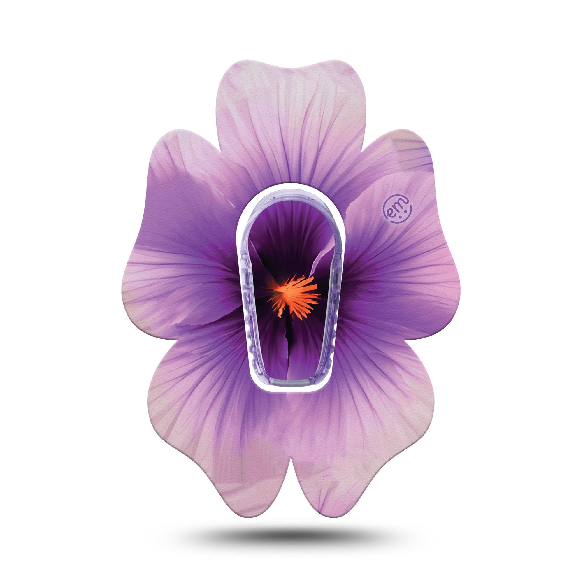 ExpressionMed Hibiscus Dexcom G6 Sticker and Tape  Purple Floral Flower Shape Cutout, Vinyl Sticker and Tape Design CGM Design