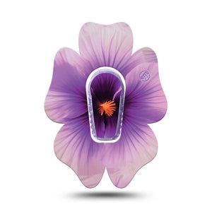 ExpressionMed Hibiscus Dexcom G6 Sticker and Tape  Purple Floral Flower Shape Cutout, Vinyl Sticker and Tape Design CGM Design