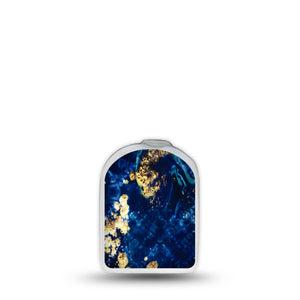 ExpressionMed Molten Midnight Omnipod Surface Center Sticker Single Sticker Only Melting Blue Gold Chevron, Vinyl Decoration Pump Design