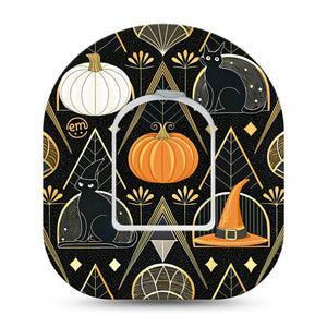 ExpressionMed Art Deco Halloween Omnipod Tape, Single Tape and Single Sticker Classic Halloween Motifs, Adhesive Patch Pump Design
