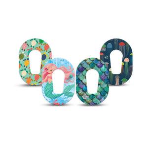ExpressionMed Tidepool Dexcom G6 Mini, 4-Pack Tape turtle and jellyfish illustration Waterproof Sensor Cover for Continuous Glucose Monitor