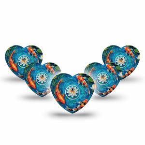 ExpressionMed Koi Pond Freestyle Libre 3 and Libre 3 Plus Heart, 5-Pack Tape and 5-Pack Sticker koi garden pond Adhesive Patch for Continuous Glucose Monitor