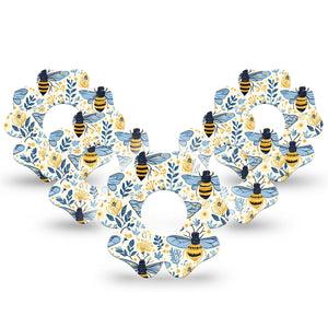ExpressionMed Busy Bees Infusion Flower, 10-Pack Navy and gold bees Fixing Ring Patch For Pump