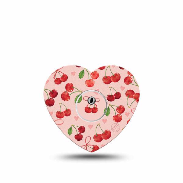 ExpressionMed Cherries Freestyle Libre 3 and Libre 3 Plus Heart Shape Tape, Single Tape and Single Sticker Sweet Cherry Bundles, Patch CGM Design