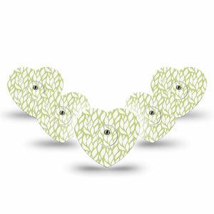 ExpressionMed Sage Greens Freestyle Libre 3 and Libre 3 Plus Heart Shape Tape 5-Pack Tape and 5-Pack Sticker Soft Verdant, Patch CGM Design