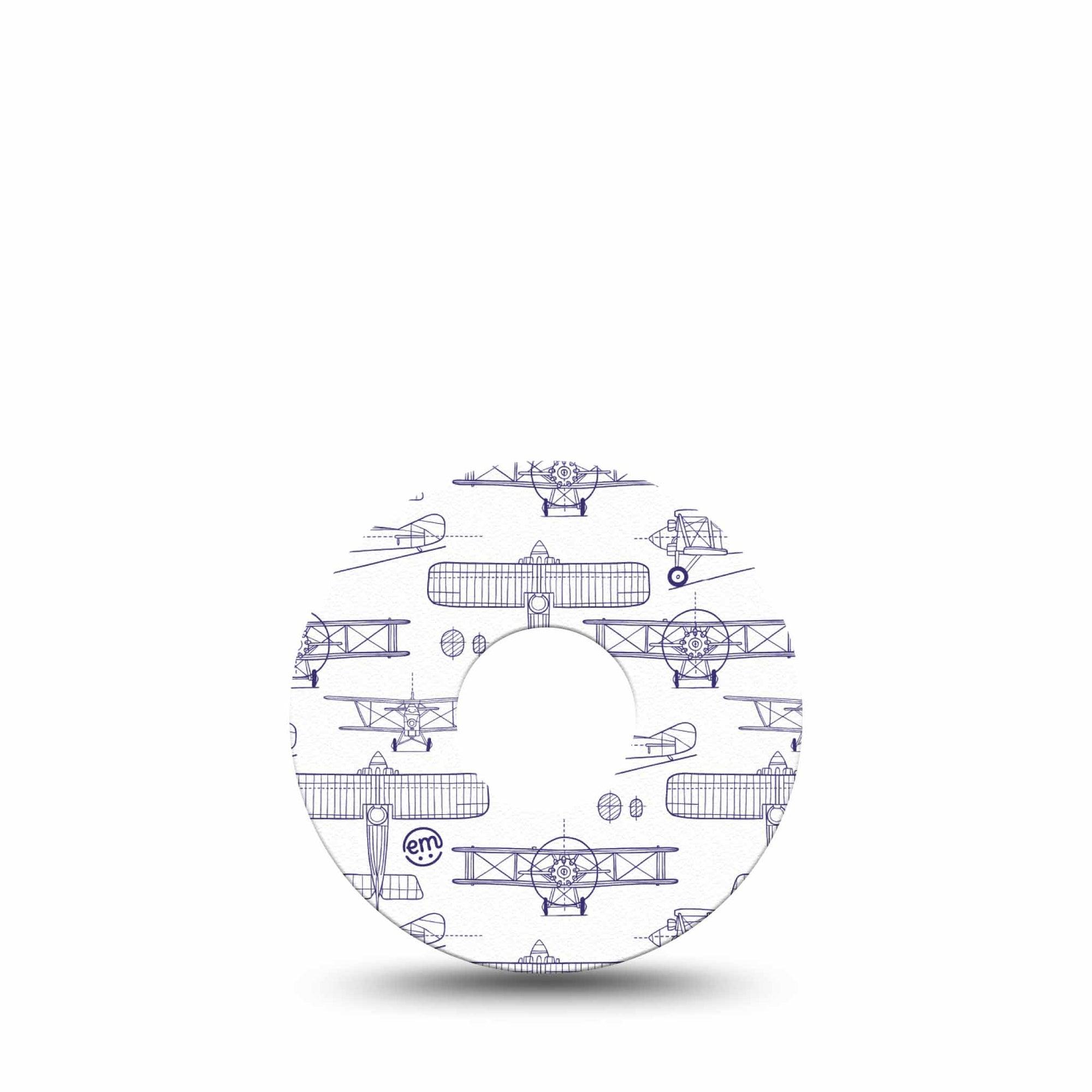 ExpressionMed Airplane Freestyle Libre 3 and Libre 3 Plus Tape, Single Tape Glider Planes, Adhesive Tape Continuous Glucose Monitor Design