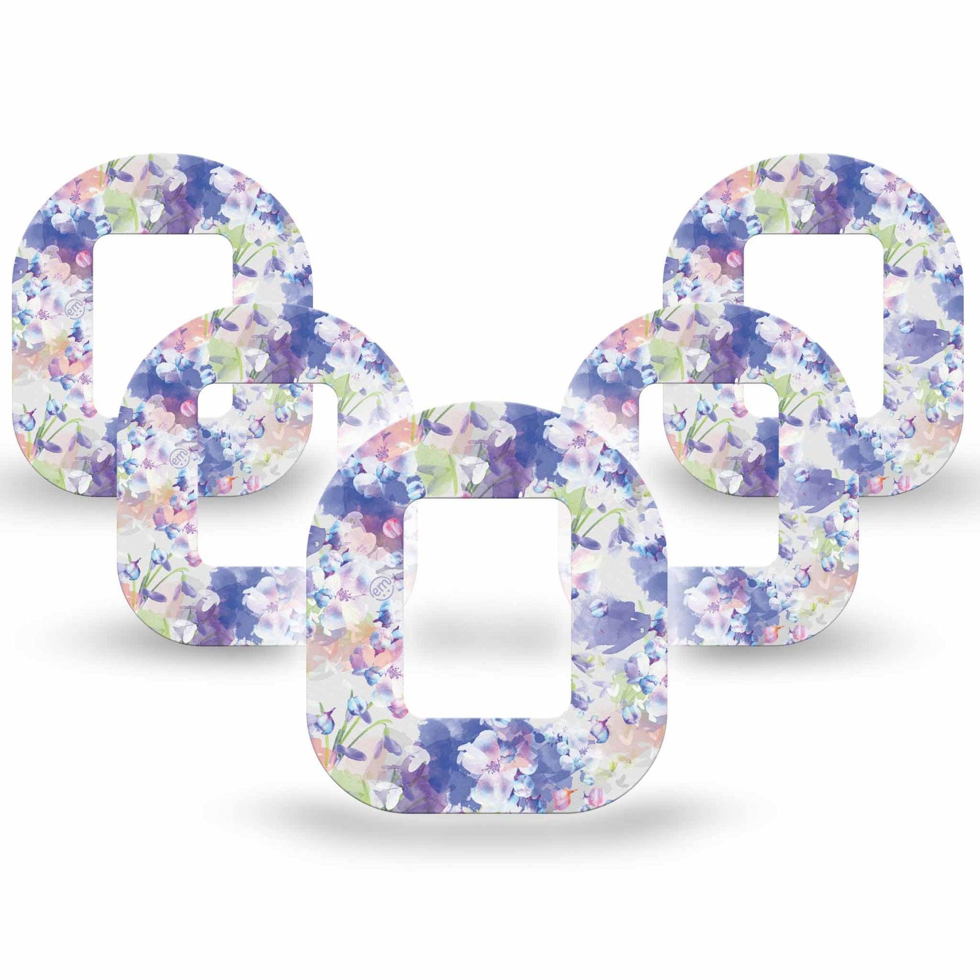 ExpressionMed Dreamy Blooms Tandem Mobi 5-Pack Transparent like violet blooms Fixing Ring Patch Pump Design