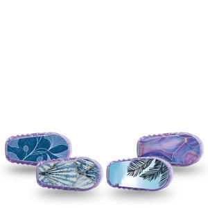 ExpressionMed Seaside Breeze Variety Pack Dexcom G6 Sticker, 4-Pack Sticker Variety Beachy Patterns and Palm Trees, Vinyl Decoration Continuous Glucose Monitor Design