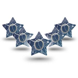 ExpressionMed Blue Dreamcatcher Dexcom G7 Star Shape Tape, Dexcom Stelo Glucose Biosensor System, 5-Pack Tape and 5-Pack Sticker Artistic Charm Plaster CGM Design