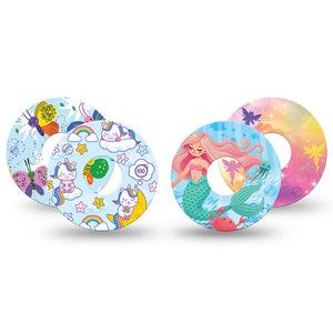 ExpressionMed Mythical Magic Variety Pack Freestyle Libre 3 and Libre 3 Plus Tape, 4-Pack Tape Variety Magical Mermaid Inspired, Adhesive Tape Continuous Glucose Monitor Design