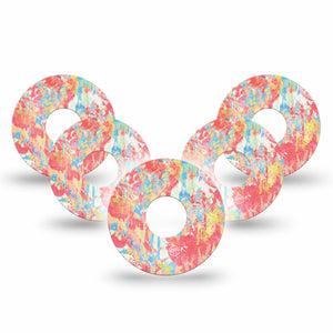 ExpressionMed Faded Summer Freestyle Libre 3 and Libre 3 Plus Tape 5-Pack Tape Pale Coral Graphic Print, Adhesive Tape Continuous Glucose Monitor Design