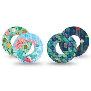 ExpressionMed Tidepool Freestyle Libre, Libre 2 Plus, and Abbott Lingo, 4-Pack Tape playful underwater design Decorative Patch for Continuous Glucose Monitor