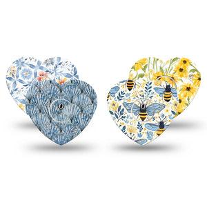 ExpressionMed Sunny Coast Freestyle Libre 3 and Libre 3 Plus Heart, tape and sticker  Cute cottagecore patterns Patch for CGM