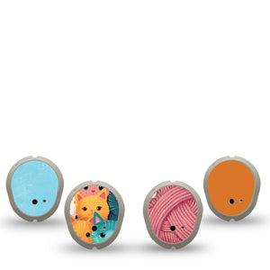 ExpressionMed Purrfectly Playful Variety Pack Dexcom G7 Sticker, Dexcom Stelo Glucose Biosensor System, 4-Pack Sticker Variety Cat Themed, Vinyl Decoration Continuous Glucose Monitor Design