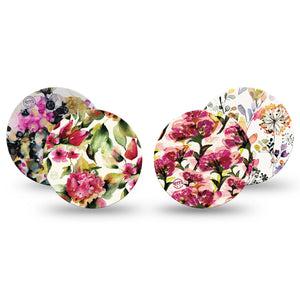 ExpressionMed Blush & Berries Variety Pack Freestyle Libre 3 and Libre 3 Plus Overpatch, 4-Pack Tape Variety, Autumn Floral Aesthetic, Adhesive Patch CGM Design