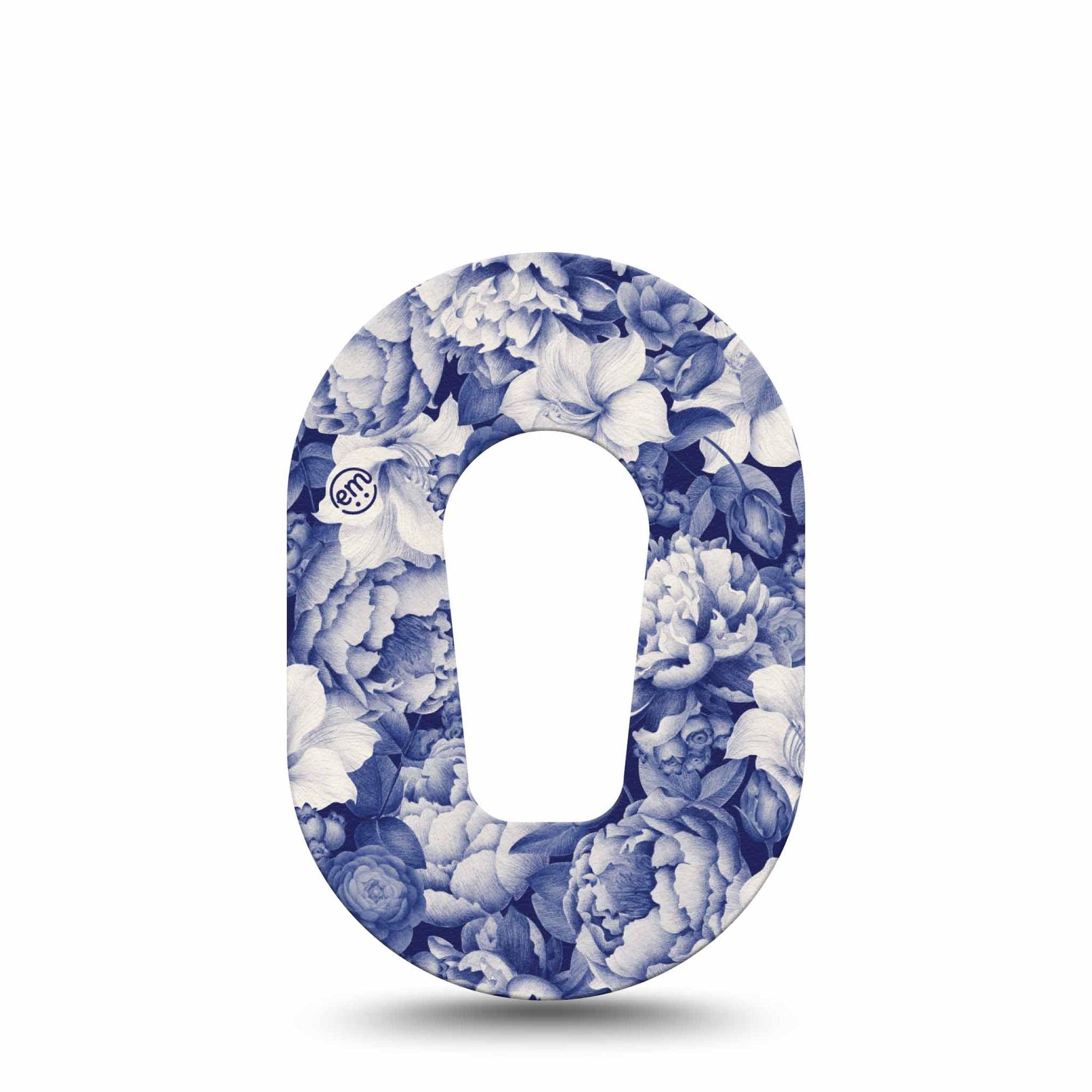 ExpressionMed Moody Blues Dexcom G6 Mini Tape Single Tape Blue Noir Flower Variety, Adhesive Tape CGM Design