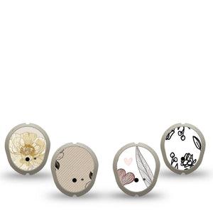 ExpressionMed Neutral Botanics Dexcom G7 and Dexcom Stelo Glucose Biosensor System Sticker, 4-Pack Sticker subtle botanical style Sensor Cover for Continuous Glucose Monitor