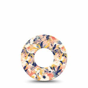 ExpressionMed Tinted Blooms Freestyle Libre Tape, Abbott Lingo, Single Soft Color Palette Flower Painting Fixing Ring Tape Continuous Glucose Monitor Design