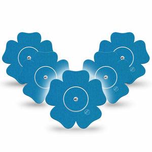 ExpressionMed Teal Freestyle Libre 2 and Libre 2 Plus Flower Shape Tape, Abbott Lingo, 5-Pack Tape and 5-Pack Sticker Color Sample Inspired, Plaster CGM Design