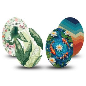ExpressionMed Serene Medtronic Guardian Enlite Universal Oval, 4-Pack Tape calming botanical artwork Best Covers for CGM