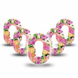 ExpressionMed Hand Painted Flowers Dexcom G6 Mini Tape 5-Pack Painted florals Adhesive Tape CGM Design