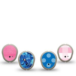 ExpressionMed Cotton Candy Coast Variety Pack Dexcom G7 Sticker, Dexcom Stelo Glucose Biosensor System, 4-Pack Sticker Variety Whimsy Prints, Vinyl Decoration Continuous Glucose Monitor Design