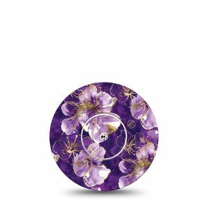 ExpressionMed Plum Gold Freestyle Libre, Libre 2 Plus, and Abbott Lingo, Single Tape and Single Sticker Deep purple and gold Overlay Patch for CGM