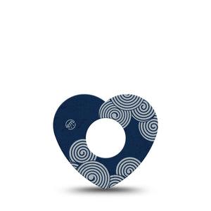 ExpressionMed Blue Swirls Infusion Set Heart Shape Tape, 5-Pack Tape Winding Spirals, Adhesive Tape Continuous Glucose Monitor Design