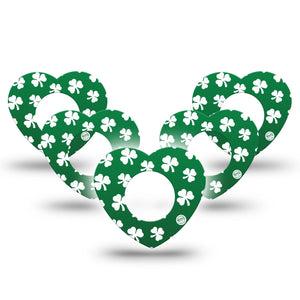 ExpressionMed Shamrock Freestyle Libre 2 and Libre 2 Plus Heart Shape Tape, Abbott Lingo,  5-Pack Tape Irish Leaves, Adhesive Patch CGM Design