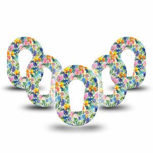 ExpressionMed Summer Fling Dexcom G6 Mini Tape, 5-Pack Tape Airy Vibe Flowers, Adhesive Tape CGM Design